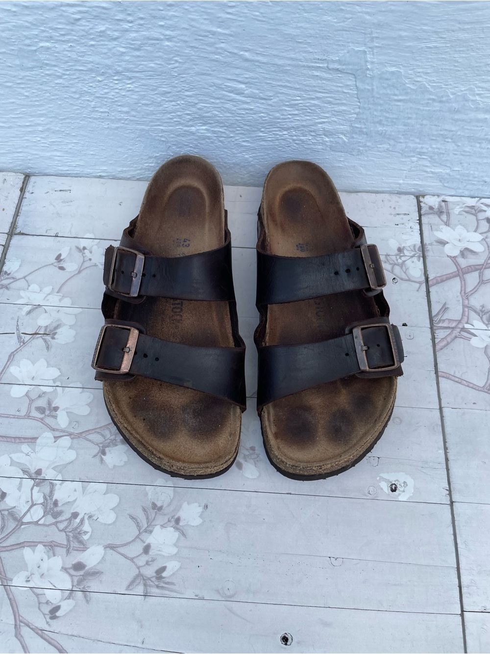 Birkenstock Men's Double-Strap Black Leather Slide Sandals